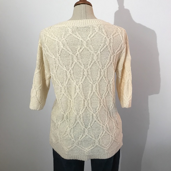 Zara - Cream Cable knit Shirt/Top - 3/4 sleeves- S - Picture 5 of 7